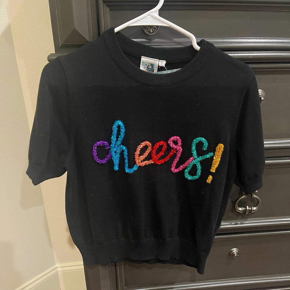 NWT Queen of Sparkles Cheers Short Sleeve sweater XS